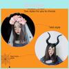 Véu Branco Elegante e Tiara Colorida com Chifres Perfeitos Para Celebrações de Halloween