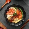 Black White Ceramics Soup Bowl Fashion Frosted Underglaze Color Household Hotels Restaurant Porcelain Flower Shape Salad Bowl
