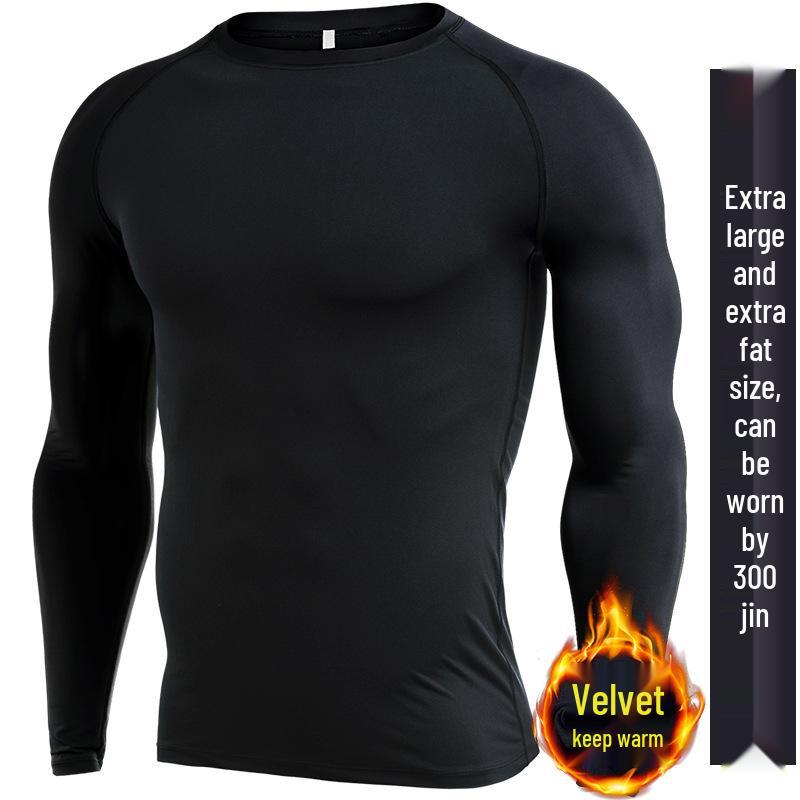 

Мужская футболка с длинным рукавом большого размера для фитнеса и бега - Свободная, эластичная, влагоотводящая спортивная одежда 6XL (230-280 Jin)