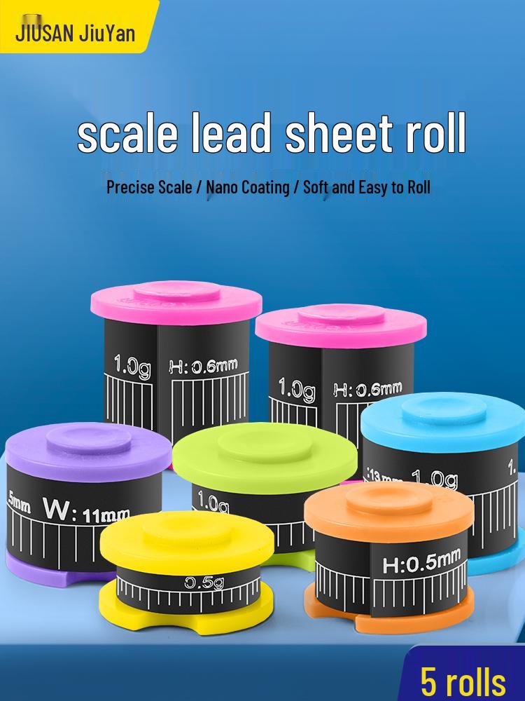 Jiuyan Fishing Accessories: Thickened Scale Lead Roll for Big Fish 5 rolls - 300mm length (5.0mm width, 0.5mm thick)