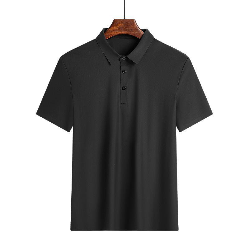 2026 Fashionable Seamless Ice Silk Polo Shirt - Solid Color Short Sleeve Pullover