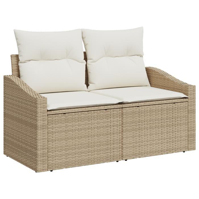 VidaXL Canapé de jardin 7 pièces avec coussins Beige Rotin poly 3358598