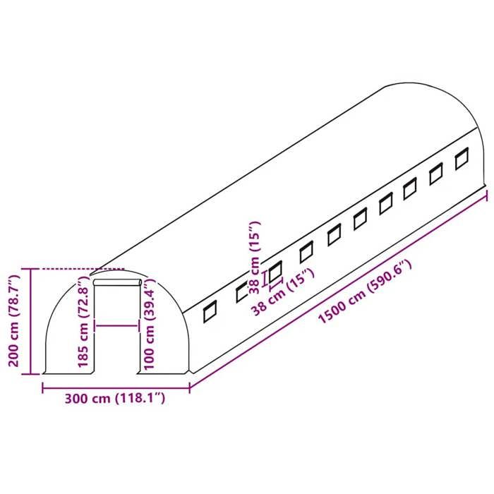VidaXL Greenhouse Replacement Cover (45 M²) 300x1500x200cm Green