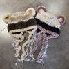 Bear Tassels Ears Knitted Cap For Women Winter Soft Warm Breathable Hat Fashion