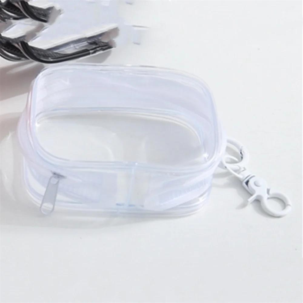 Portable Transparent PVC Mystery Box Keychain Square Zipper Storage Pouch Bag Pendant Anti Dust Waterproof Plush Dolls Toy Bag