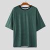 INCERUN Oversized Men O Neck Short Sleeve Striped Casual T-shirts