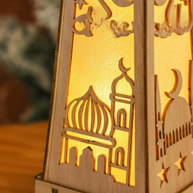 Sustainable Wooden LED Decoration For Islamic Festivals Offering Easy Installation And Versatile Use In Homes Decors Setting