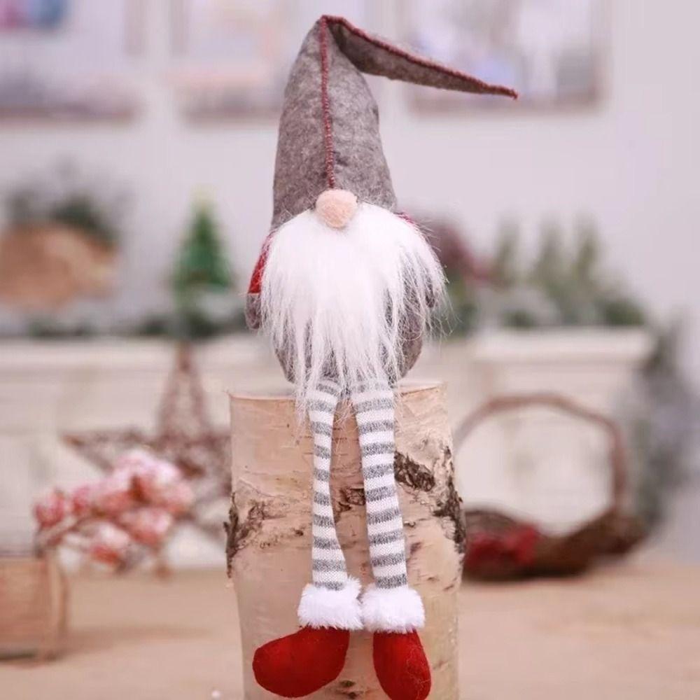 Cartoon Long-legged Christmas Doll Mini Knitted Christmas Figurine Garden