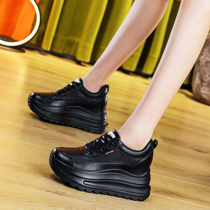 Inner heightening women's shoes, new spring and autumn single shoes, small muffin shoes, thick-soled wedge heels, small white shoes, casual shoes tide