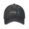 Rainbow Bicycle Heartbeat Line Cycling Graphic Design Washed Baseball Cap Outdoor For Womens Unisex FeUnisex