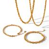 Euro-American Ins style 18k gold stainless steel thick rope bracelet for women, non-fading titanium steel necklace