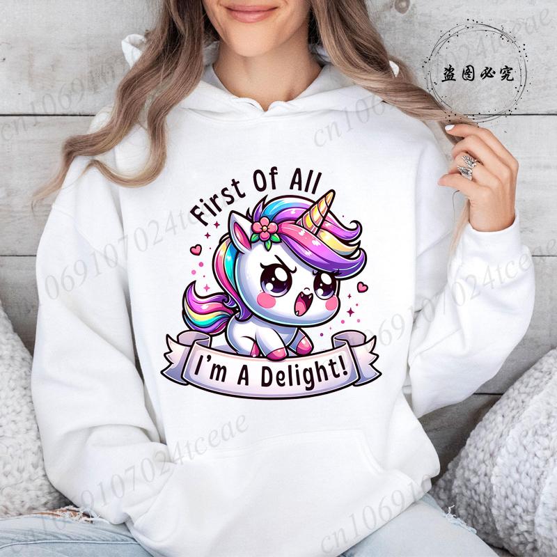 Women Hoodies Funny Unicorn Sarcastic Print Hoodie Fashion Clothing Casual Female Sweatshirts Funny Unicorn Fashion Streetwear