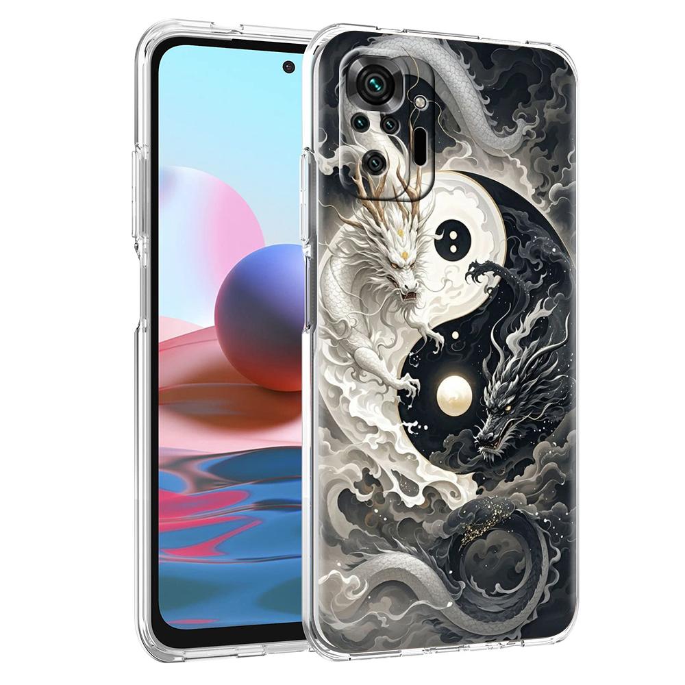 

Прозрачный чехол для телефона для Redmi 14C, 13C, 12C, 10C, 9, 9A, 8, 8A, Note, 14, 13, 12, 11, Pro, 4G, 5G Мягкий ТПУ чехол-оболочка Китайский Чернильный Дракон Redmi Note 14
