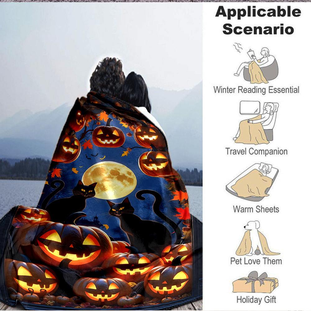 1pc Halloween pumpkins Blanket Lightweight Flannel Blanket Throw Blanket For Sofa, Bed, Travel, Camping, Livingroom, Office yy251015192