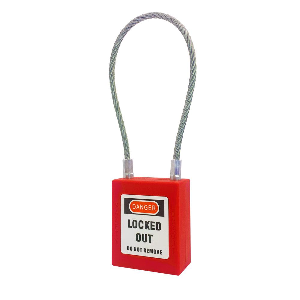 QVAND 90mm Safety LOTO Locks with Different Steel Cable Buckles Nylon Bodies Multiple Colors for Padlock Locking (Red,LOTO Padlock&Steel&Lockout Tagout) красный