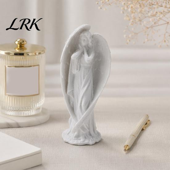 Integrated Printing Angel Art Statue, 3D Printed Winged Figurine, Guardian Home Office Decor Tabletop Sculpture for Desk Shelf Matte White