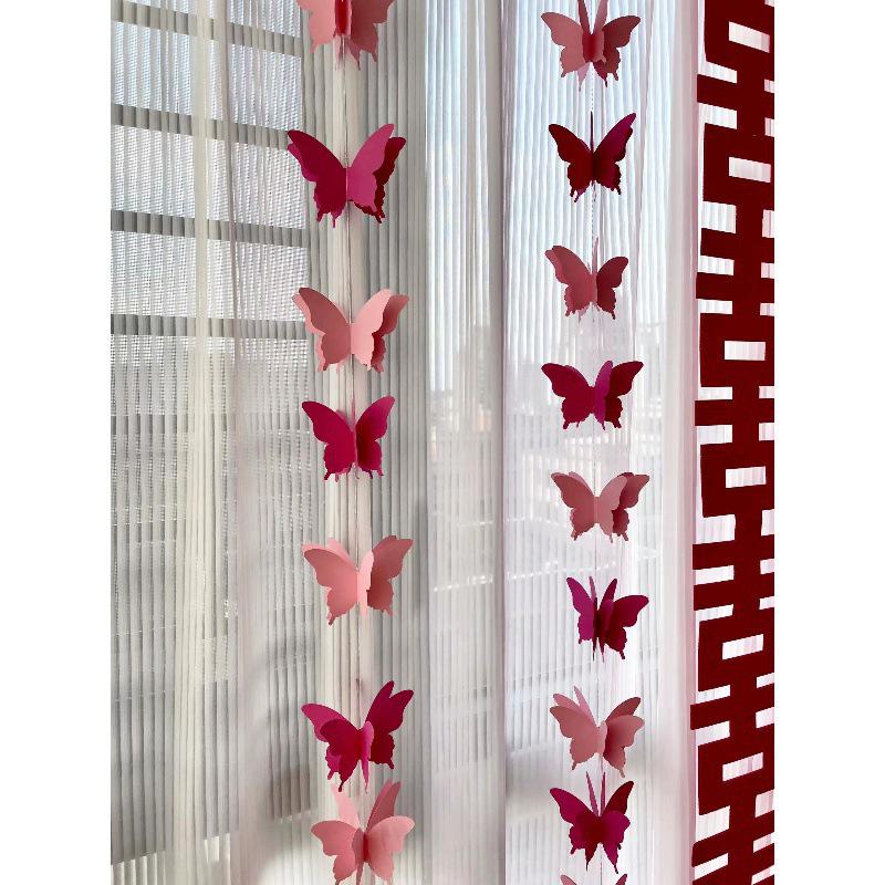 Butterfly Wedding Decoration Set: Pull-Flower Banners & Double Happiness Curtains for Bedroom & Living Room