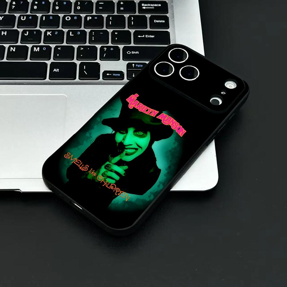 Shock Rock M-marilyn M-manson Phone Case for iPhone 12-17 Air Plus Pro Max Satin Glossy Colorful Great Gift phone case iphone13promax