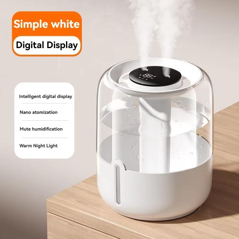 6.8L Large Capacity Humidifier USB Dual Spray Home Office Bedroom Desktop Air Moisturizer Purifier Silent Night Light Diffuser