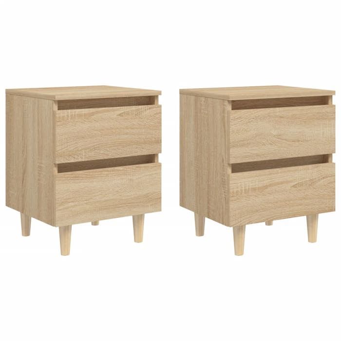 VidaXL Tables de chevet pieds en pin 2 pcs chêne sonoma 40x35x50 cm 805858