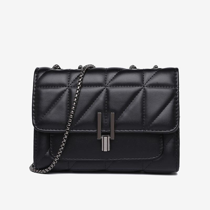 Small Fang Bag for Women PU New Style Small Fragrant Wind Ling Grid Chain Bag Single Shoulder Crossbody Versatile Large Capacity