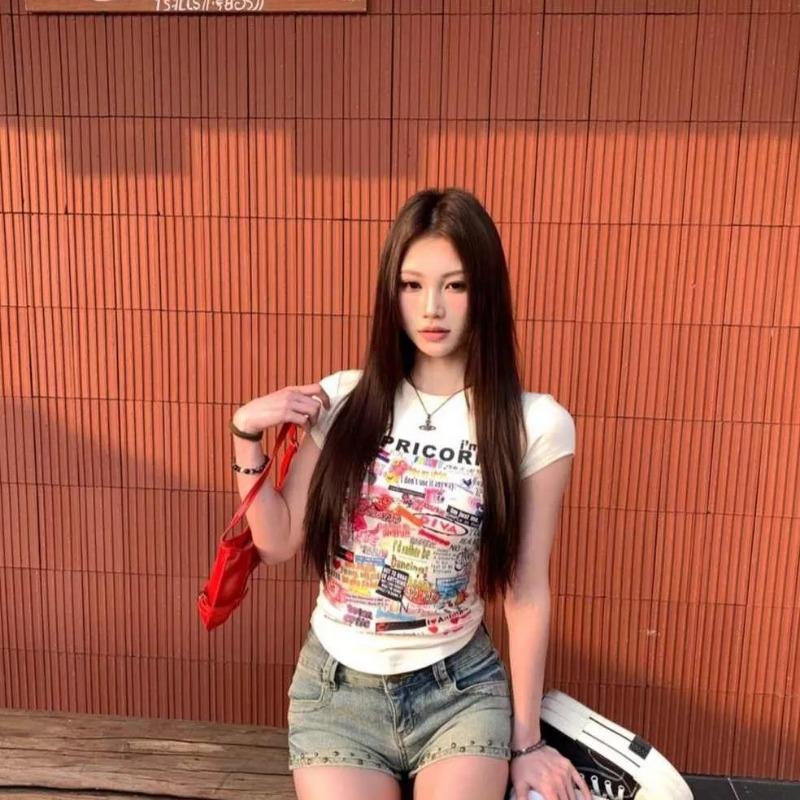 New Printed Short-sleeved T-shirt Summer Round Neck Top