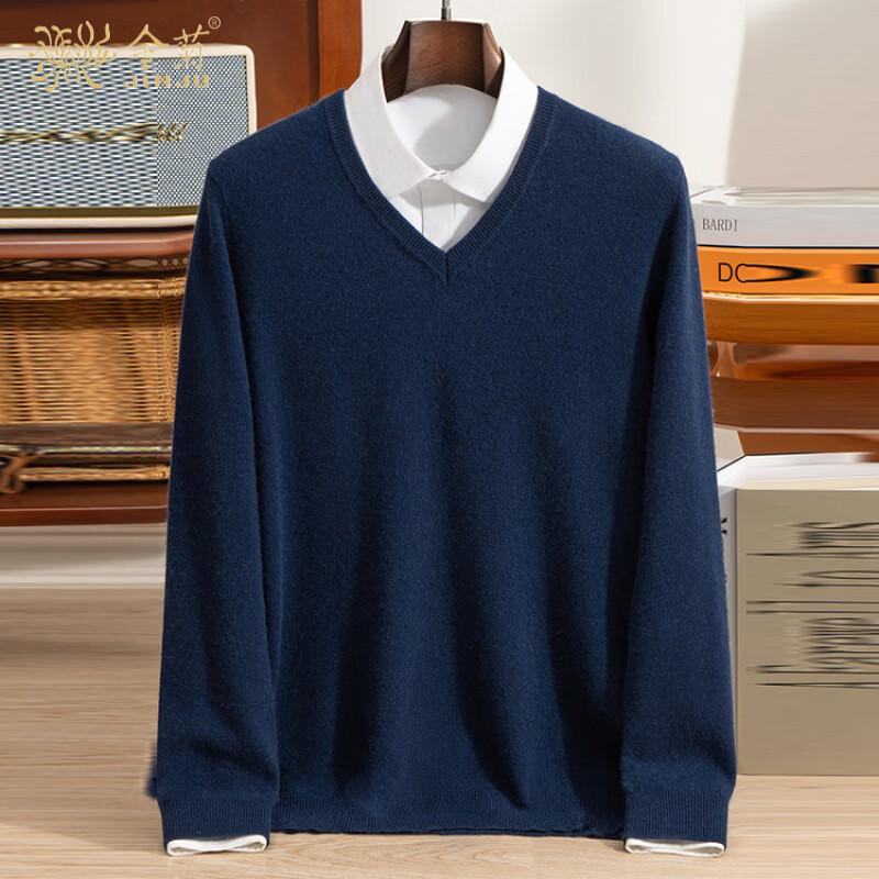 Maglione da uomo a V in misto lana e cashmere
