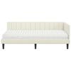 Corner Bed Frame with Mattress and Headboard 2 Pcs Cream Velvet