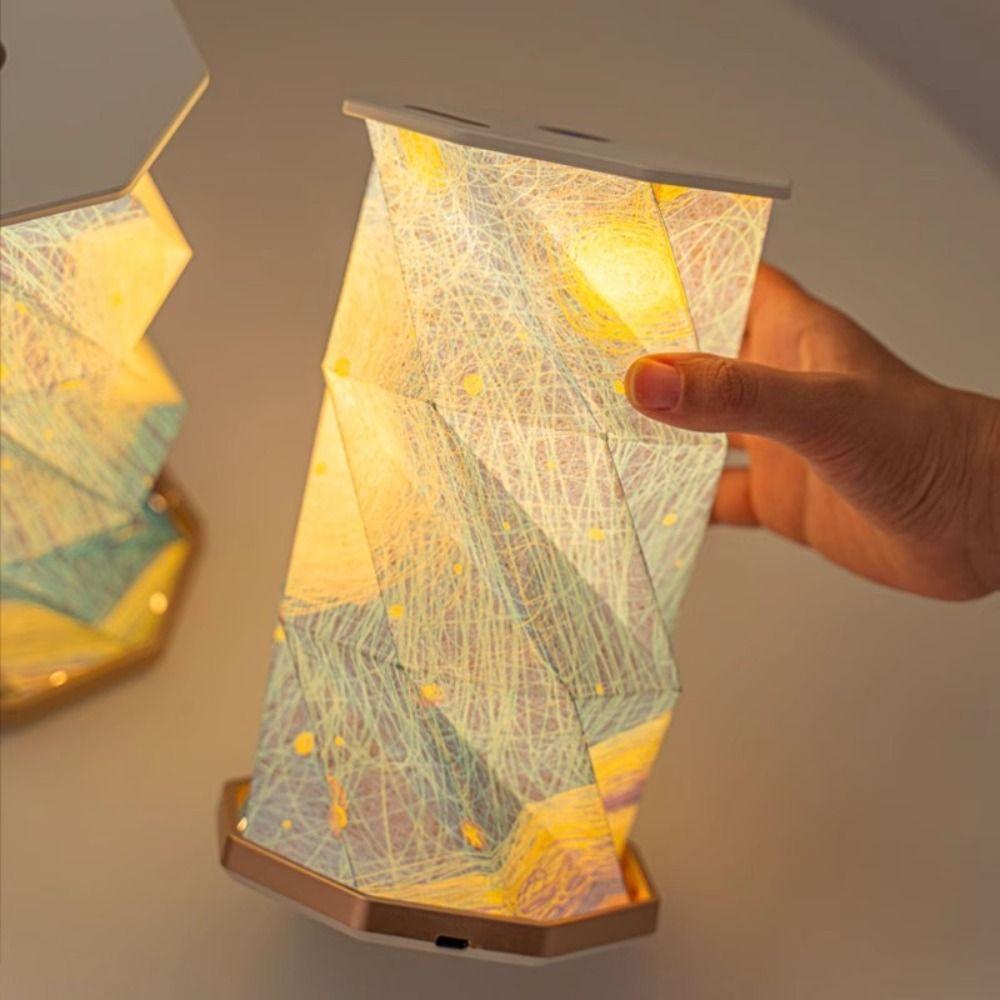 Creative Art Starry Night Light Starry Sky Pattern Origami Lamp Led Table Lamp  Christmas Gift
