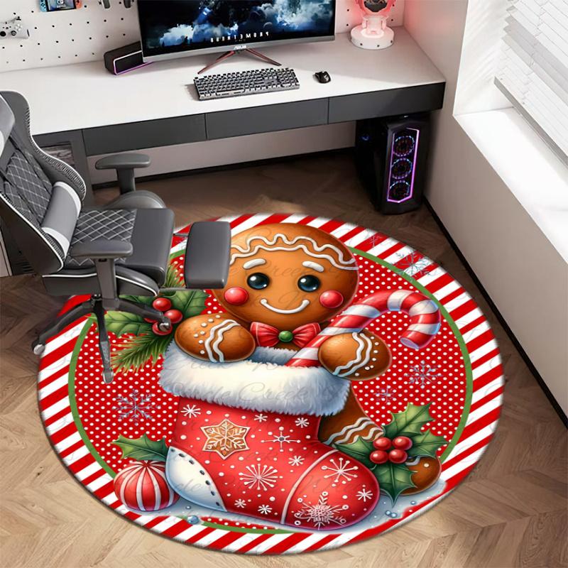 Cute cartoon gingerbread man Christmas gift rug home soft decorative anti-slip yoga table and chair mat carpet outdoor floor mat carpet Y1