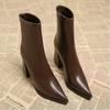 French High-end Pointed-toe Women's Ankle Boots 2026 Autumn/winter New Style Fashionable and Versatile High-heeled Fashion Boots