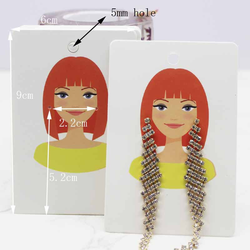 6*9cm 50pc Beauty Head Jewelry Package Card Paper Necklace Earring Display Tag Card Longer Earring Holder Card  Jewelry Package