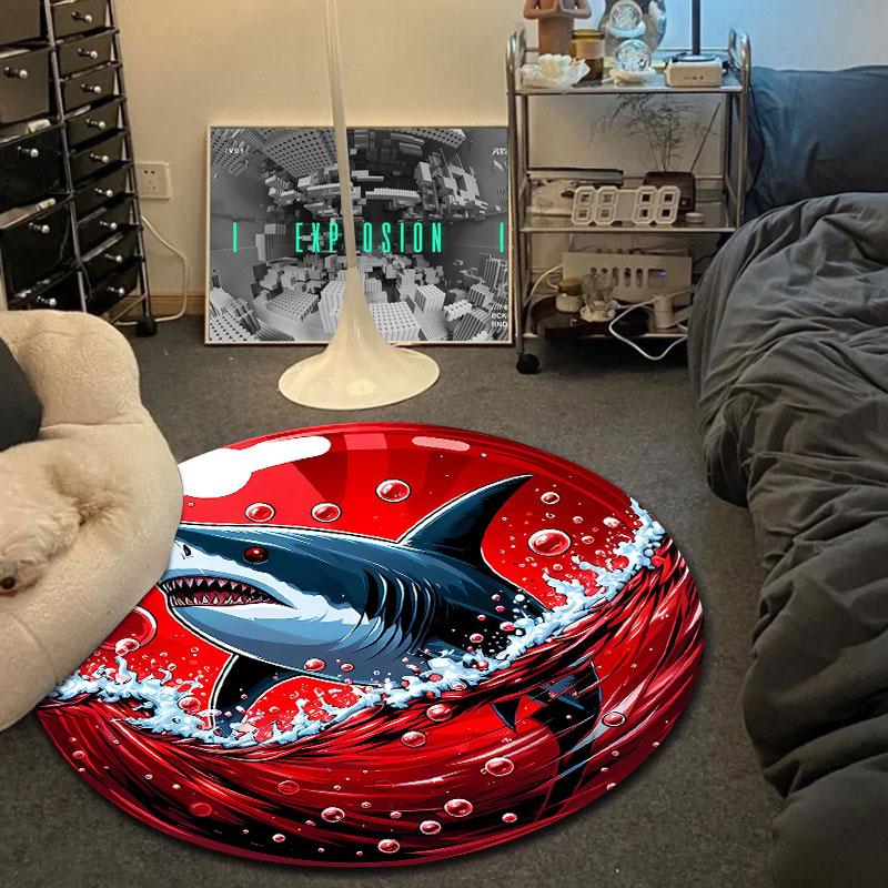 Whimsical Round Peacock Multicolor Carpet, Non-Slip Floor Mat for Dining Room