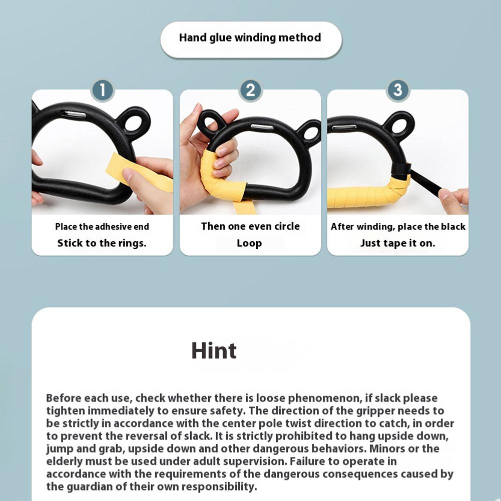 Gymnastics Rings with Adjustable Straps Pull Up Handle Rings Multi-Function Strength Training Equipment for Physical Training