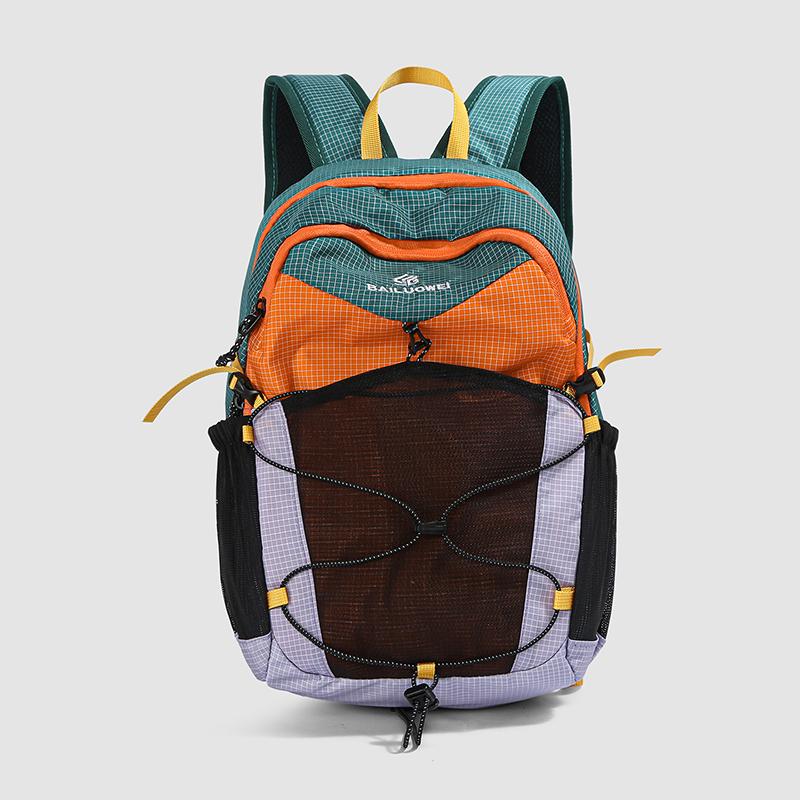 Compact Outdoor Backpack with Mesh Front Pocket and Multiple Storage Compartments for Hiking and Travel