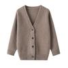 Women's 100% Pure Wool V-Neck Cardigan Coat, Loose Fit, Thickened Knit Sweater Style Top Outerwear.