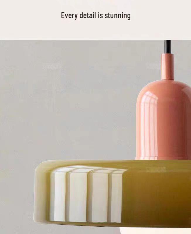 Vintage Memphis Green Glass Pendant Lamp - Modern Bauhaus Bedside Chandelier