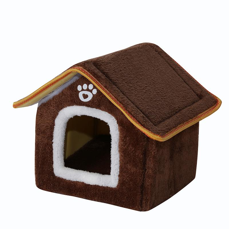 

Foldable Pet Bed House for Cats,with Fully Enclosed Design,Cute Indoor Pet House for Small Pets,Puppy Cave Nest Christmas Gift S 26x30x32cm коричневий