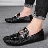 Pantofi Retro Roșii de Bărbați din Crocodil, Lucrați Manual, de Lux, din Piele Naturală Autentică, Pantofi Formali Loafers pentru Bărbați, Mocasini Italieni, Pantofi de Condus pentru Bărbați
