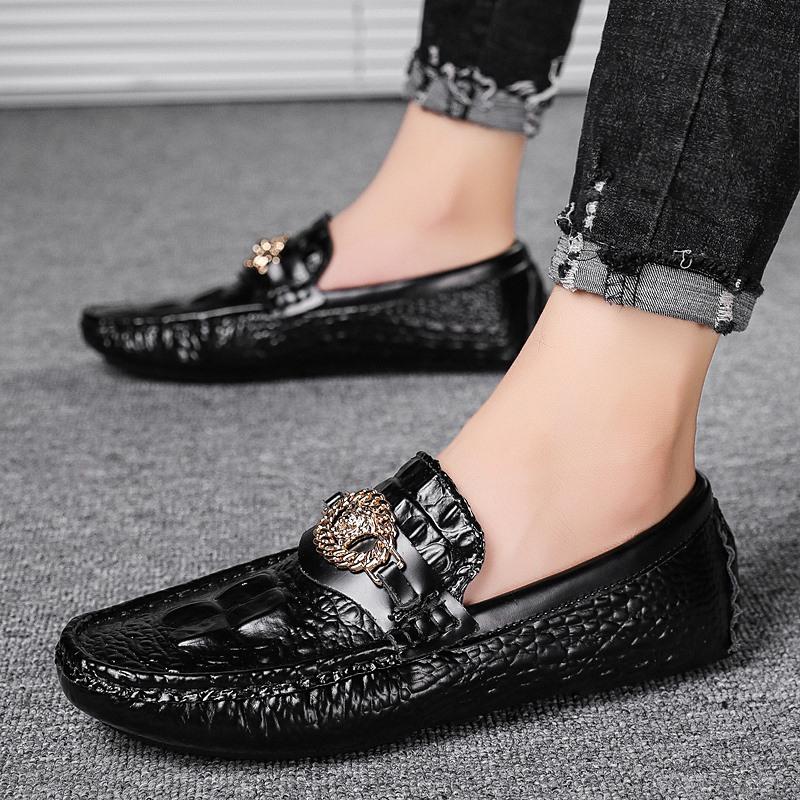 Pantofi Retro Roșii de Bărbați din Crocodil, Lucrați Manual, de Lux, din Piele Naturală Autentică, Pantofi Formali Loafers pentru Bărbați, Mocasini Italieni, Pantofi de Condus pentru Bărbați