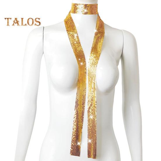 

Алюминиевый шарф с блестками, ожерелье для мужчин и женщин, легкий сверкающий дизайн, ожерелье с воротником, декоративный аксессуар золотистый