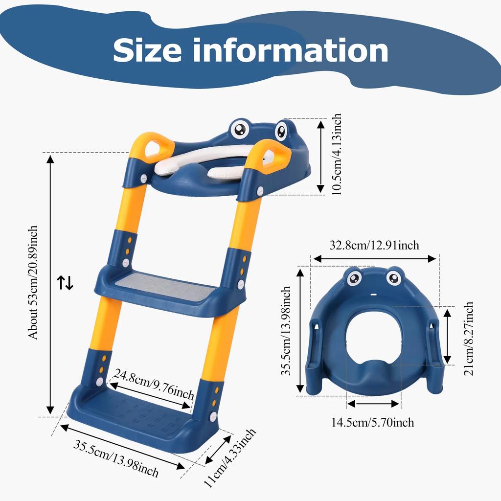 Foldable Children Toilet Step Stool Training Seat Adjustable Toilet Ladder Helper for Kids Bathroom Safe Potty Training Tool