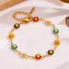 Stainless Steel Daisy Flower Bracelet Necklace for Women Girl Candy Color Sunflower Waterproof Non Fading Jewelry