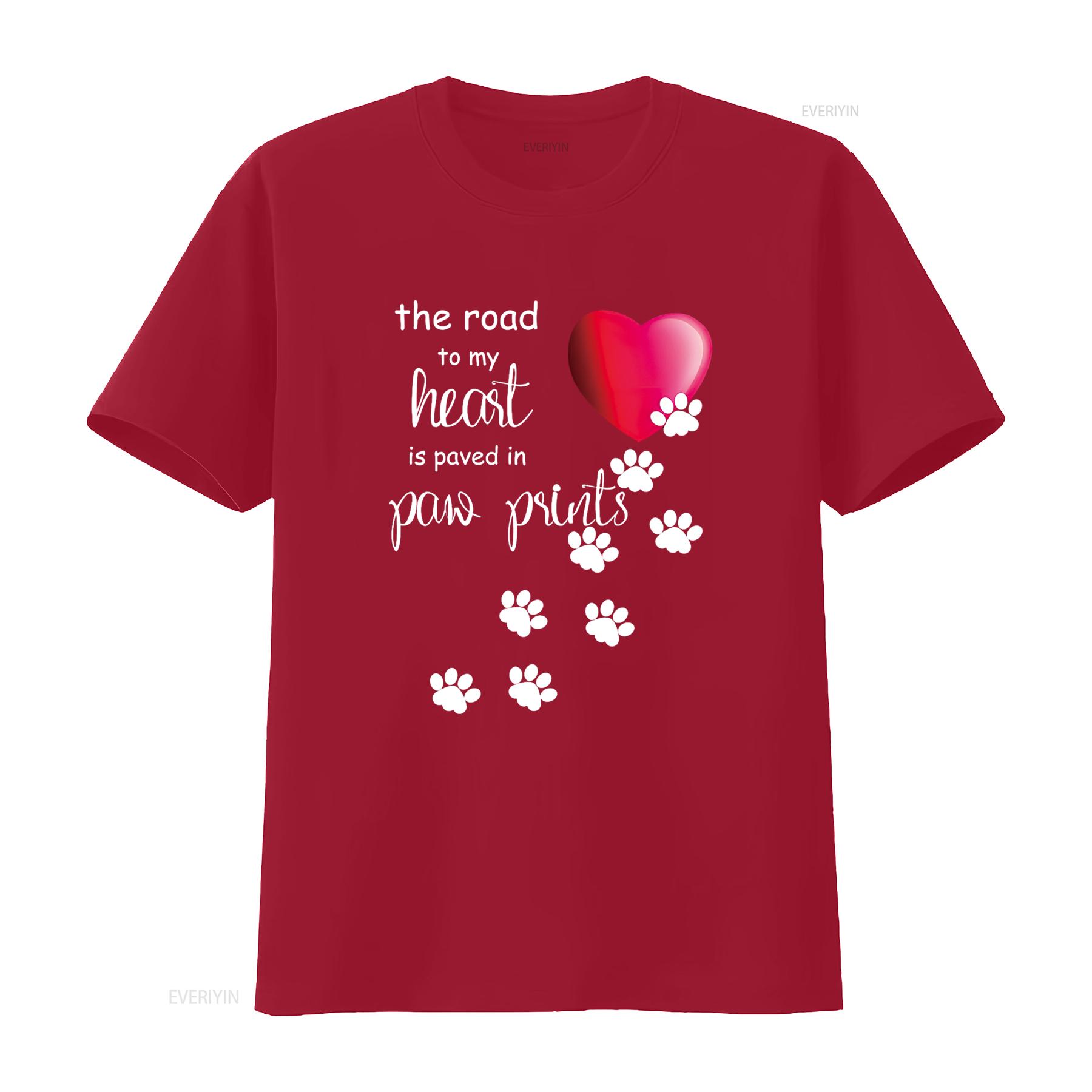 

The Road to my Heart is Paved with Paw Prints Dog shirt vintage Washed Slightly Unisex Soft fashion Versatile Comfortable S