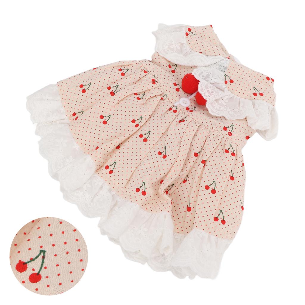 Pet Dress Cotton Breathable Soft Cherry Pattern Cute Pet Skirt for Puppy Bunny Small Pig