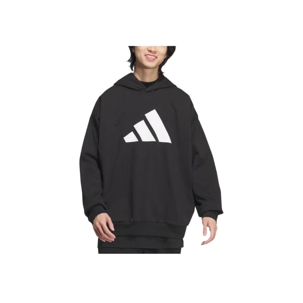 adidas Letter Logo Printed Hoodie, Unisex Soft Breathable Sports Casual Long Sleeve Hooded Sweatshirt Black JN4857