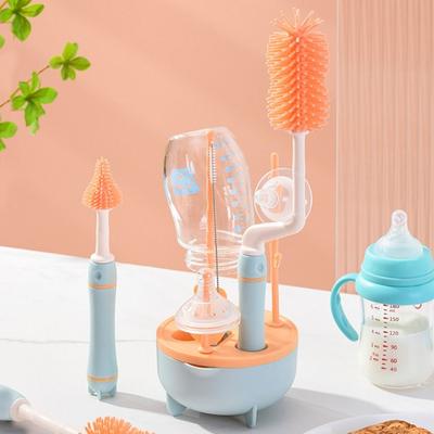 3Pcs/set Silicone Cleaning Brush 360-degree Rotating Drying Rack Baby Bottle Brush Baby Bottle