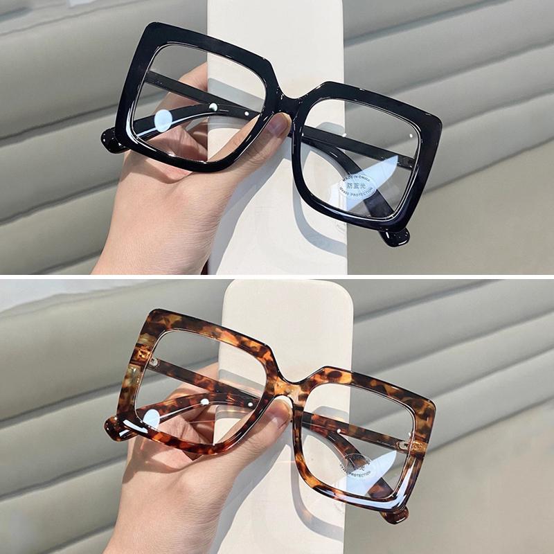 1/2/4PCS Anti Blue Light Blocking Glasses Oversized Square Frame Computer Eyeglasses Clear Lens Optical Glasses for Women/Men
