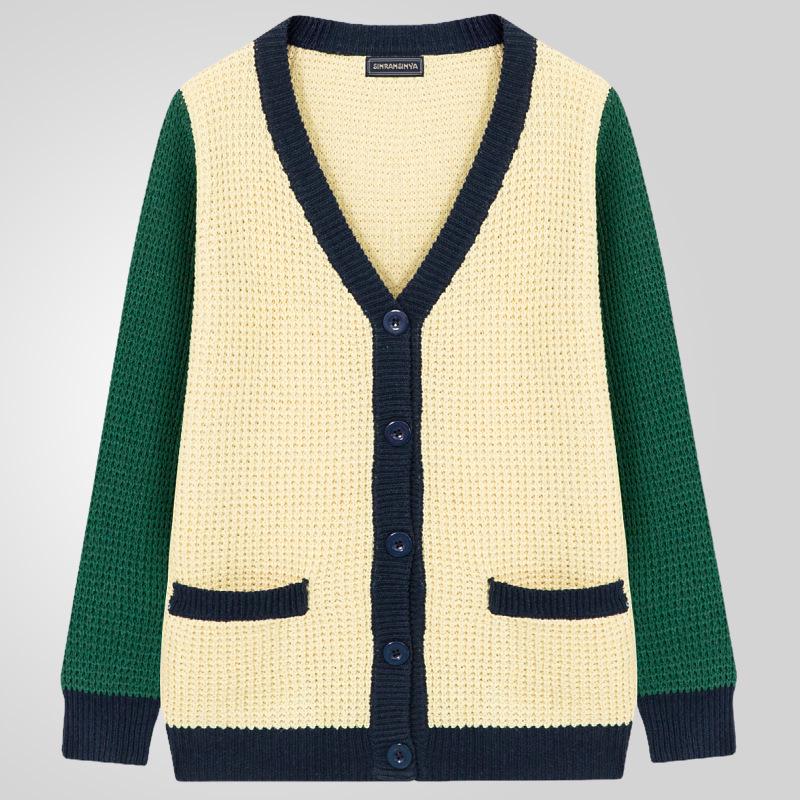 Gilet Cardigan Color Block pour Jeune Homme - Tricot Laine Épais pour l'Automne et l'Hiver (SY0193)