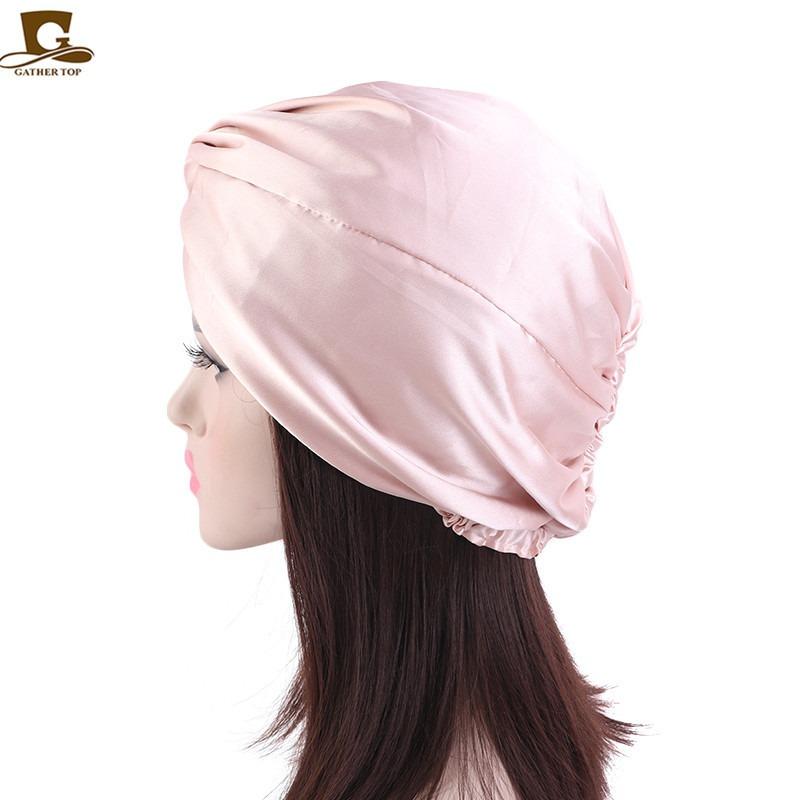 Popular imitation silk double-layer nightcap, cross-twisted cap, shower cap, beauty and makeup hat TJM